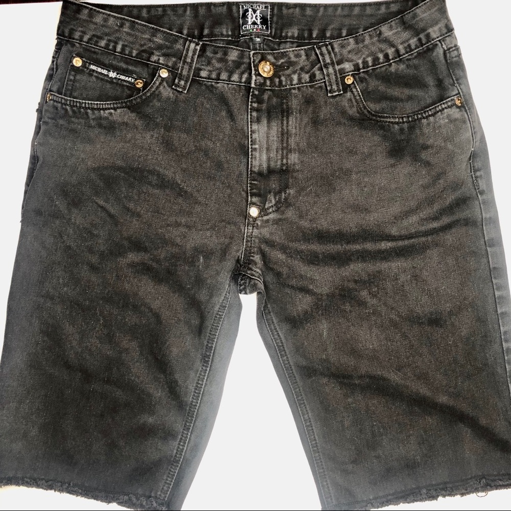 Michael Cherry Black Wash Studded Pocket Shorts